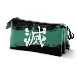 Demon Slayer Sutoriku Estuche Portatodo Triple Multicolor Ripstop con 3 Compartimentos Repelente a Líquidos