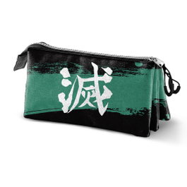 Demon Slayer Sutoriku Estuche Portatodo Triple Multicolor Ripstop con 3 Compartimentos Repelente a Líquidos