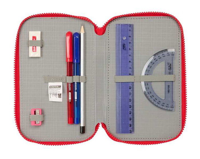 Plumier Triple Atlético Madrid Rojo 12,5 x 19,5 x 5,5 cm 36 Piezas