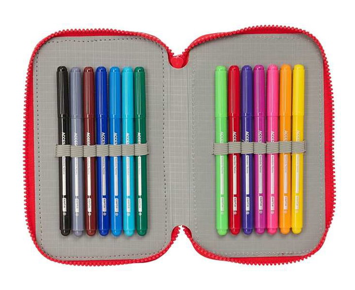 Plumier Triple Atlético Madrid Rojo 12,5 x 19,5 x 5,5 cm 36 Piezas