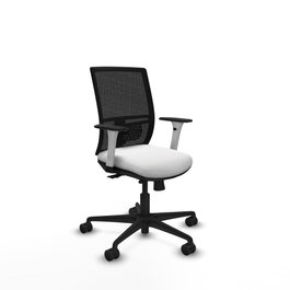 PIQUERAS Y CRESPO Silla de oficina Yunquera con mecanismo Sincro/Traslack, Blanco y Negro