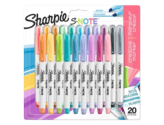 Sharpie S-Note Rotulador Permanente Punta Biselada Blister 20 Unidades Colores Surtidos