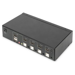 Digitus DS-12880 Switch KVM de 4 puertos, pantalla única, 4K HDMI