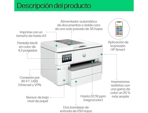 HP OfficeJet Pro 9730e Multifunción A3 Color Gris HP OfficeJet Pro 9730e Multifunción A3 Color Gris