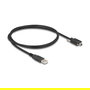 DeLOCK Cable USB 2.0 Tipo-A Macho a Tipo Mini-B Macho con Tornillos 13mm, 1m, Negro, 480 Mbit/s
