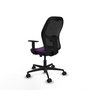Silla de oficina Jorquera con mecanismo Sincro/Traslack tapizada con Tela color Morado y malla color Negro. Equipada con lumbar 1D, Brazos 1D y Ruedas 65mm nailon