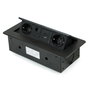 Emuca Multiconector Atom 26 Negro con 2 Schuko, USB, RJ45 y HDMI