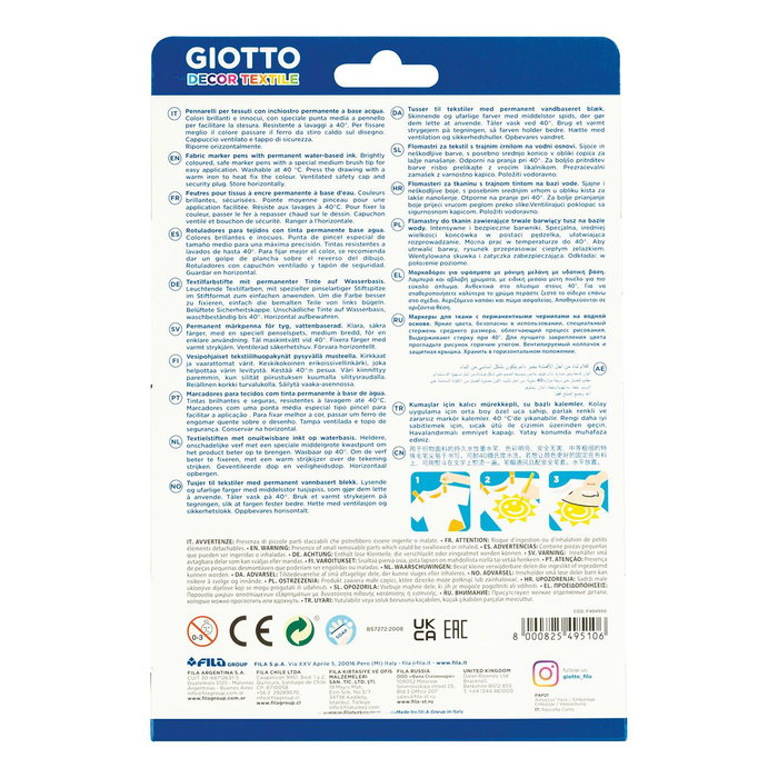 Giotto Decor Textile Colores Surtidos Estuche de 12