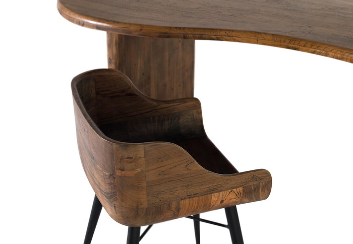 Giner y Colomer Silla de Teca y Hierro Negro, Asiento Ergonómico, 40x32cm, Nogal