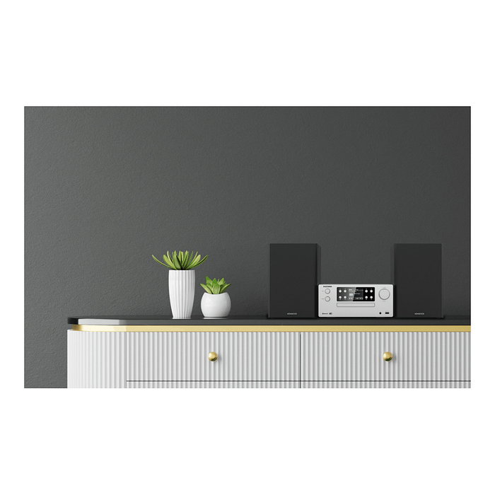Kenwood M-925DAB-S Microcadena con Radio DAB+ y Bluetooth 5.0, USB, 50W RMS, Altavoces 2 vías, Color Negro y Plata