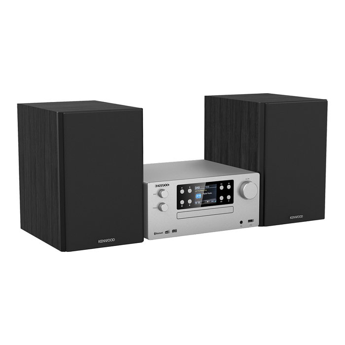 Kenwood M-925DAB-S Microcadena con Radio DAB+ y Bluetooth 5.0, USB, 50W RMS, Altavoces 2 vías, Color Negro y Plata