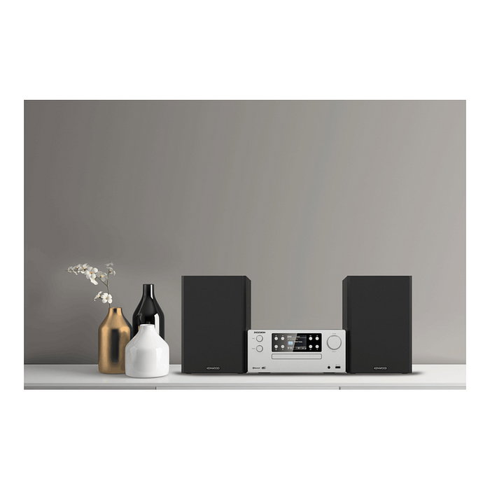 Kenwood M-925DAB-S Microcadena con Radio DAB+ y Bluetooth 5.0, USB, 50W RMS, Altavoces 2 vías, Color Negro y Plata