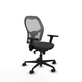 PIQUERAS Y CRESPO Silla de oficina Jorquera con mecanismo Sincro, Tela Negra y Malla Gris