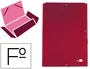 Liderpapel Carpeta de tres solapas con gomas y forrado de tela color rojo