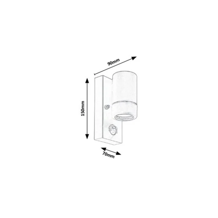 Rabalux 8834 Aplique Exterior Medina Negro Mate con Sensor IP44 GU10