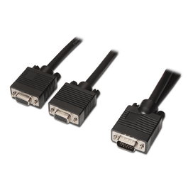 AISENS - CABLE BIFURCADOR SVGA, HDB15/M-2XHDB15/H, NEGRO, 45 CM