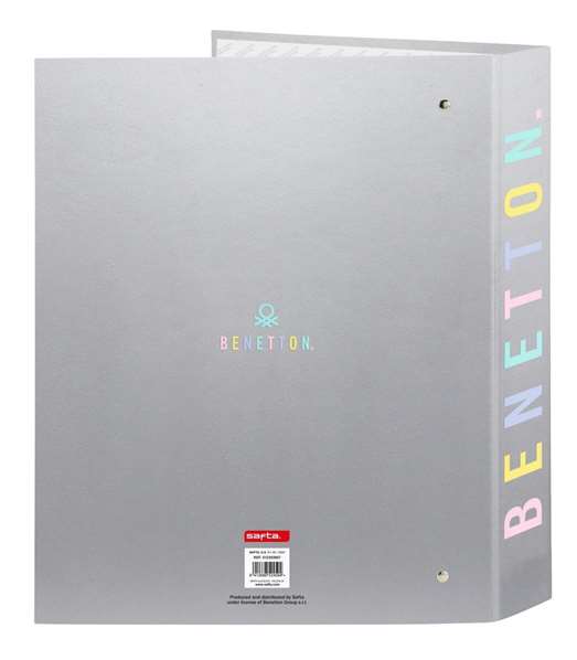 Carpeta de anillas Benetton Silver Plateado A4 27 x 33 x 6 cm