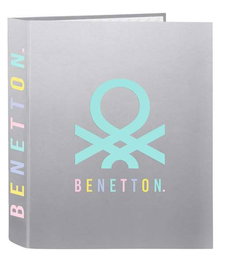 Carpeta de anillas Benetton Silver Plateado A4 27 x 33 x 6 cm