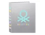 Safta Carpeta de Anillas Benetton Silver Lomo Ancho Folio