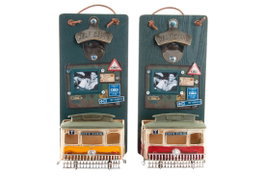 DKD Home Decor Abrebotellas de Pared de Madera y Metal, Surtido de 2 Unidades