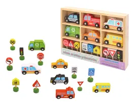 Imaginovo Juego Infantil de Madera Vehículos y Señales de Tráfico +3 Años 16 Piezas 30x22x4cm