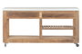 DKD Home Decor Consola de Madera Reciclada y Mango con Ruedas