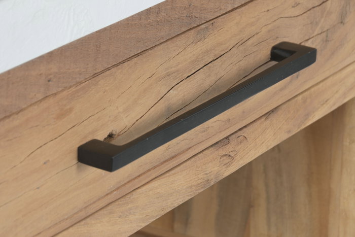 DKD Home Decor Consola de Madera Reciclada y Mango con Ruedas