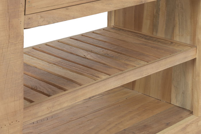 DKD Home Decor Consola de Madera Reciclada y Mango con Ruedas