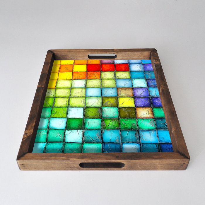 Aberto Design Bandeja REF014 de Madera Maciza 48x38x4 cm Decoración Hogar Elegante
