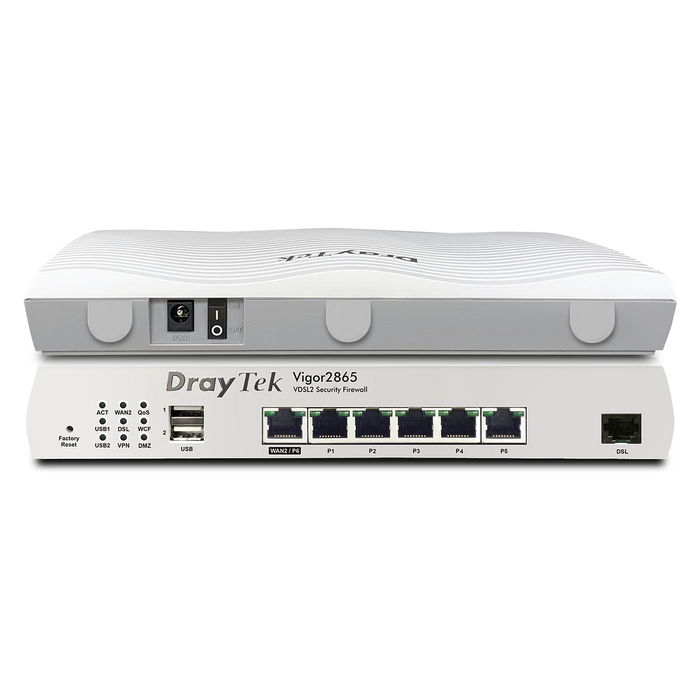 DrayTek Vigor 2865-B Router DSL de 5 Puertos LAN Gigabit, Modem ADSL2+/VDSL2 Supervectoring 1000 Mbps, 2 Puertos USB, Cortafuegos, QoS