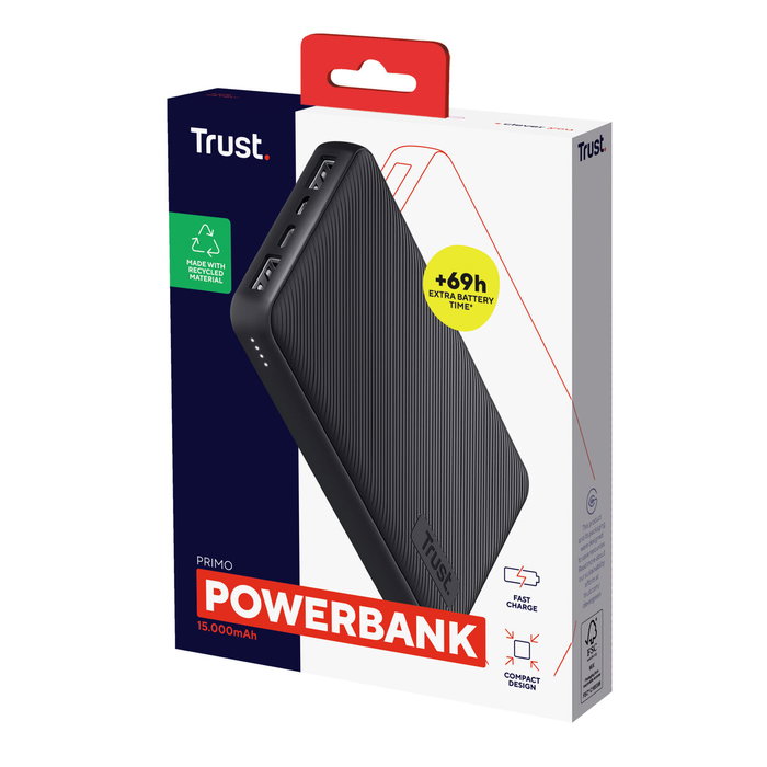 Trust Powerbank Primo 15000mAh 15W Negra Trust Powerbank Primo 15000mAh 15W Negra