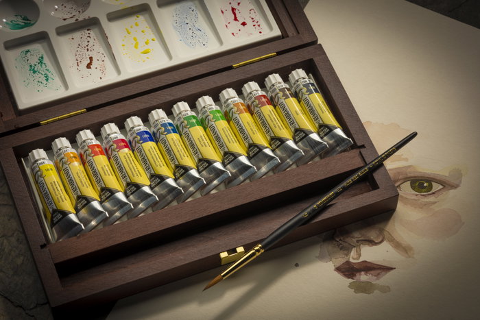 Rembrandt Set acuarelas en caja de madera Traditional con 12 tubos de 10 ml y accesorios Rembrandt Set acuarelas en caja de madera Traditional con 12 tubos de 10 ml y accesorios