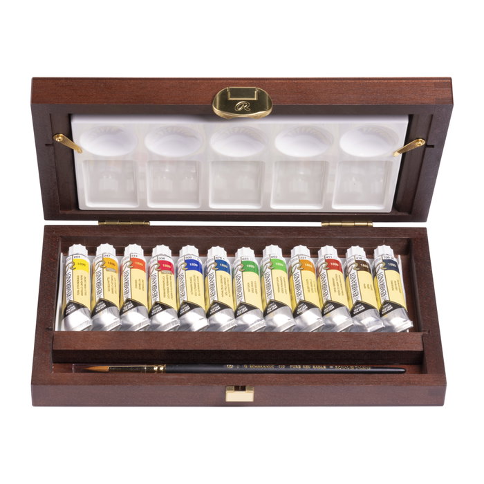 Rembrandt Set acuarelas en caja de madera Traditional con 12 tubos de 10 ml y accesorios Rembrandt Set acuarelas en caja de madera Traditional con 12 tubos de 10 ml y accesorios