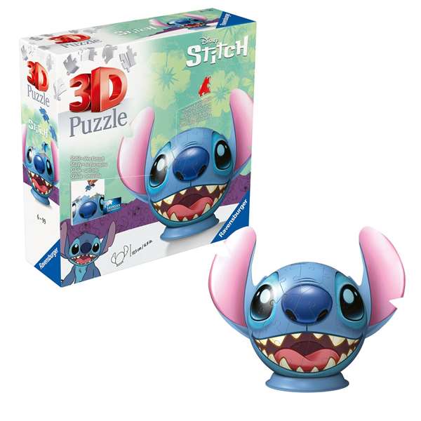 Ravensburger Puzzle 3D 72 piezas Stitch de Disney con orejas, Figura 3D de 17.5 cm