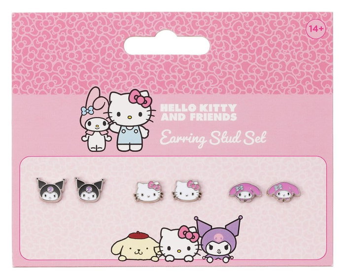 The Carat Shop Juego de Pendientes de Botón Hello Kitty, Kuromi y My Melody The Carat Shop Juego de Pendientes de Botón Hello Kitty, Kuromi y My Melody