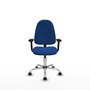 Silla de oficina Algarra con mecanismo Contacto permanente básico tapizada con Similpiel color Azul. Equipada con Base cromada, Brazos 2D y Ruedas de nailon 50 mm