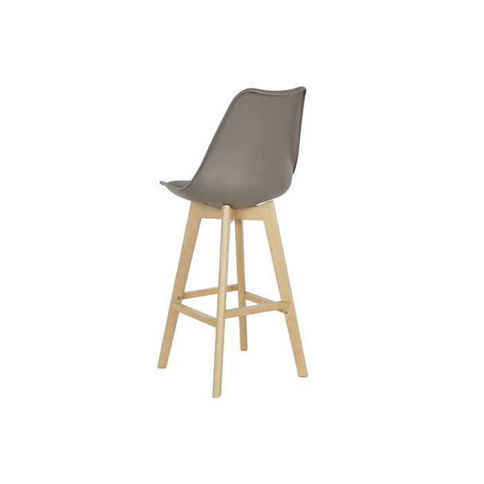 DKD Home Decor Taburete de Haya y PU Gris y Natural DKD Home Decor Taburete de Haya y PU Gris y Natural