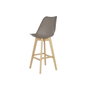 DKD Home Decor Taburete de Haya y PU Gris y Natural