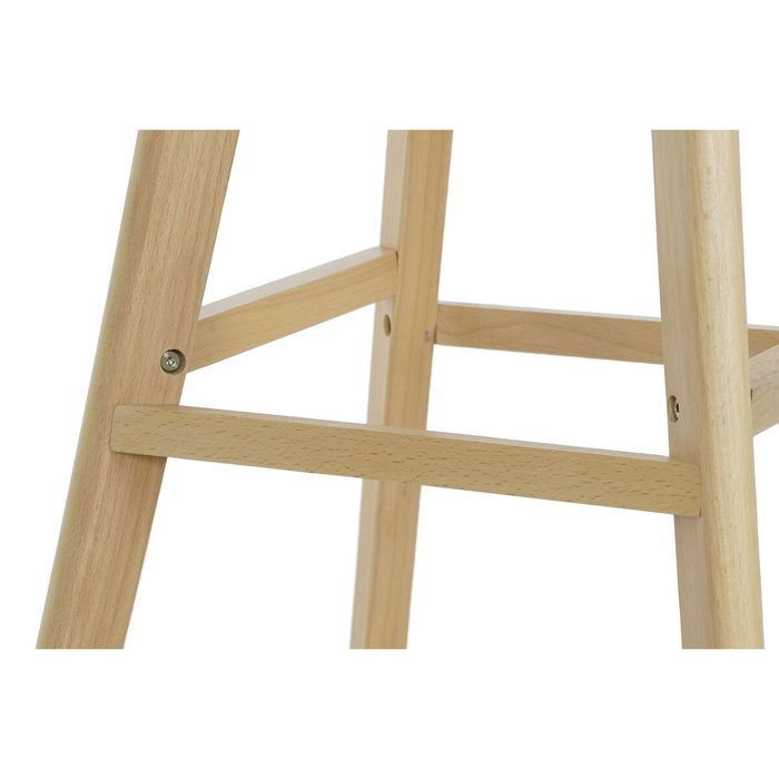 DKD Home Decor Taburete de Haya y PU Gris y Natural DKD Home Decor Taburete de Haya y PU Gris y Natural