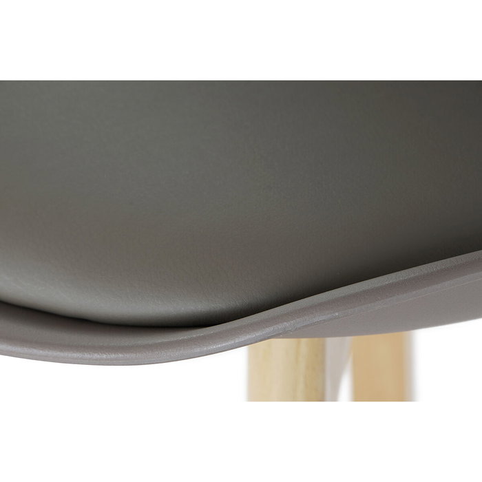 DKD Home Decor Taburete de Haya y PU Gris y Natural DKD Home Decor Taburete de Haya y PU Gris y Natural