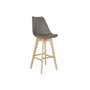 DKD Home Decor Taburete de Haya y PU Gris y Natural