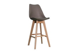 DKD Home Decor Taburete de Haya y PU Gris y Natural
