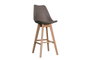 DKD Home Decor Taburete de Haya y PU Gris y Natural
