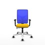 PIQUERAS Y CRESPO Silla de oficina Motilla con mecanismo Sincro/Traslack, Azul y Amarillo
