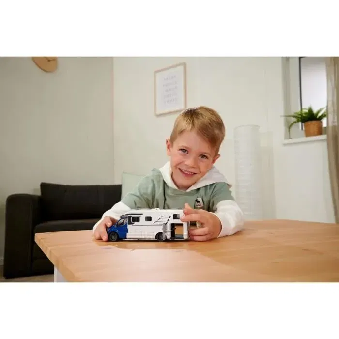 Majorette Autocaravana Mercedes 19 cm con Puertas que se Abren, Luz y Sonido