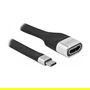 DeLOCK FPC Cable de Cinta Plana USB Type-C a HDMI Alt Mode DP 4K 60Hz, 0.14m, Negro, Plata, HDCP 2.2, 10.2 Gbit/s