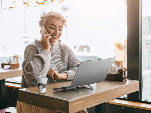 Durable Soporte Elevador Portátil Plegable Aluminio Plata 505123 Ajustable hasta 15" Carga 5kg