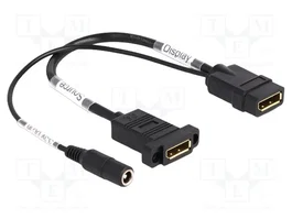 DeLOCK Cable DisplayPort 4K 60 Hz con alimentación CC 2,1 x 5,5 mm de 0,3 m para montaje en panel