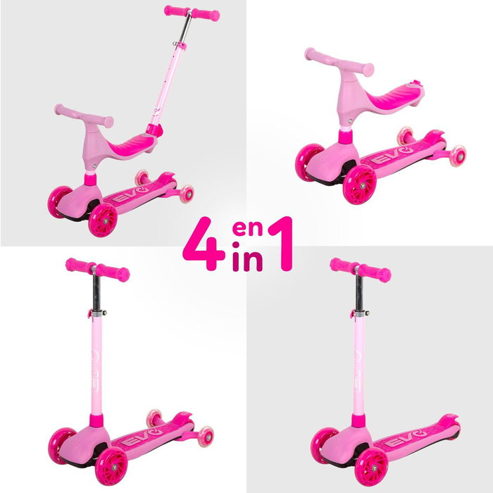 Color Baby Patinete Scooter Ride On 4 En 1 Rosa