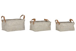 DKD Home Decor Set de 3 Cestas Textilene Beige